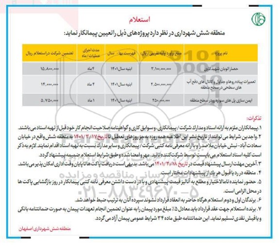 استعلام حصار اتوبان شهید لاوی .....