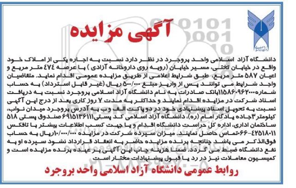 مزایده, مزایده اجاره اماکن تجاری