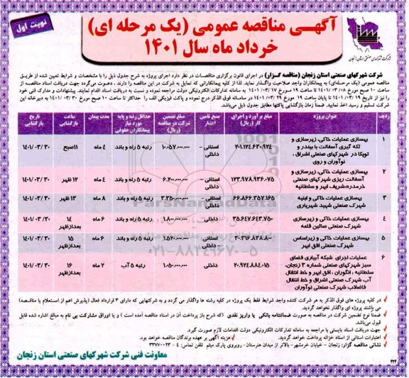 مناقصه بهسازی عملیات خاکی ، زیرسازی و لکه گیری  آسفالت  و غیره 