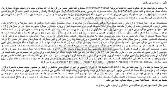 مزایده فروش 1- میلگردهای بندیل دار بمقدار 35 تن که شامل: تعداد نه بندیل میلگرد نمره 25 و...