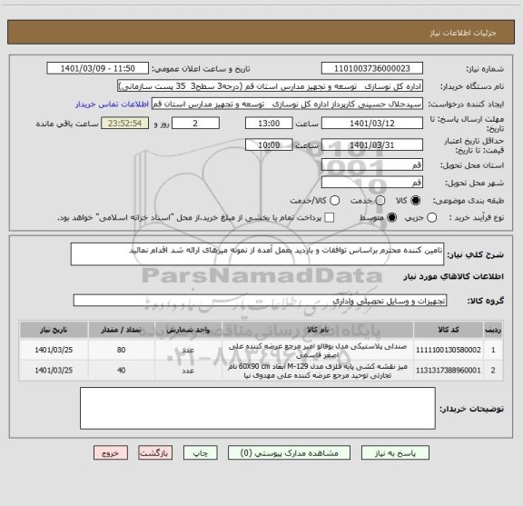 استعلام تامین کننده محترم براساس توافقات و بازدید بعمل آمده از نمونه میزهای ارائه شد اقدام نمائید