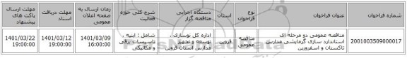 مناقصه، مناقصه عمومی دو مرحله ای استاندارد سازی گرمایشی مدارس تاکستان و اسفرورین 
