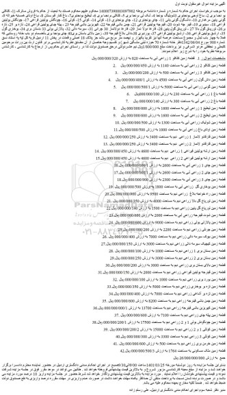 مزایده فروش قطعه زمین کلکلو 1 زراعی آبی به مساحت 820 و...