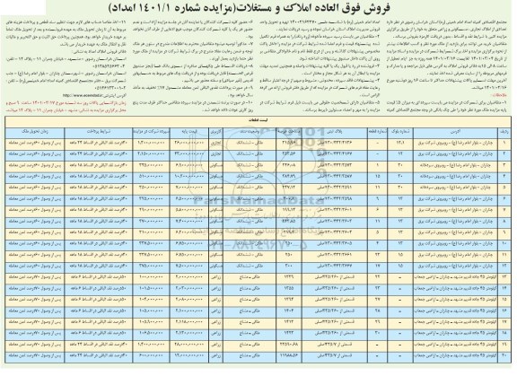 مزایده فروش تعدادی از املاک تجاری - مسکونی - زراعی
