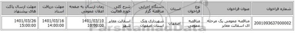 مناقصه، مناقصه عمومی یک مرحله ای     اسفالت معابر