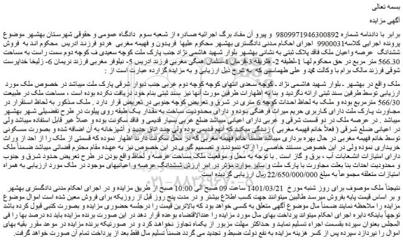 مزایده فروش ملک