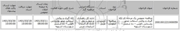 مناقصه، مناقصه عمومی یک مرحله ای لکه گیری و روکش آسفالت محور روستایی نالوس – ده شمس شهرستان اشنویه