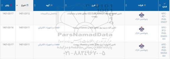 استعلام تامین قطعات دستگاه ICE CUBE MAKER ...
