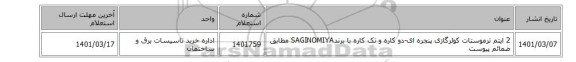 2 ایتم ترموستات کولرگازی پنجره ای-دو کاره و تک کاره  با برندSAGINOMIYA مطابق ضمائم پیوست