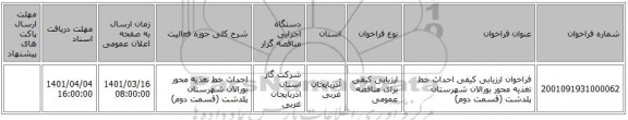 مناقصه، فراخوان ارزیابی کیفی احداث خط تغذیه  محور بورالان شهرستان پلدشت (قسمت دوم)