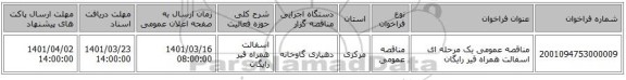 مناقصه، مناقصه عمومی یک مرحله ای اسفالت همراه قیر رایگان