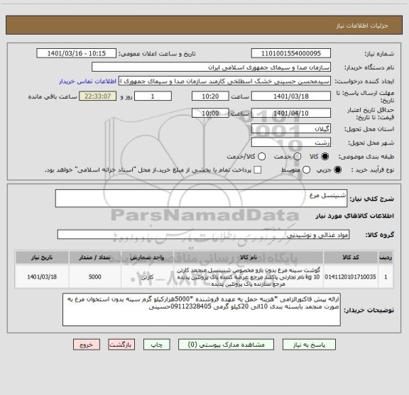 استعلام شنیتسل مرغ