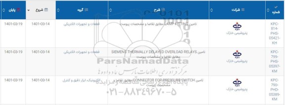 استعلام تامین LAMP FITTING...