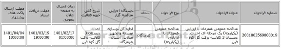 مناقصه، مناقصه عمومی همزمان با ارزیابی (یکپارچه) یک مرحله ای احداث دبستان 3 کلاسه برکت گل کوه فین