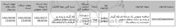 مناقصه، مناقصه عمومی یک مرحله ای لکه گیری و پیاده رو سازی منطقه صنعتی خرمدشت و سیاهسنگ