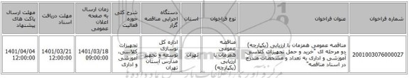 مناقصه، مناقصه عمومی همزمان با ارزیابی (یکپارچه) دو مرحله ای 