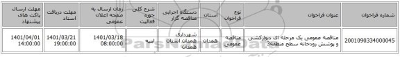 مناقصه، مناقصه عمومی یک مرحله ای دیوارکشی و پوشش رودخانه سطح منطقه3