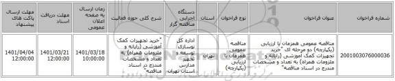 مناقصه، مناقصه عمومی همزمان با ارزیابی (یکپارچه) دو مرحله ای 