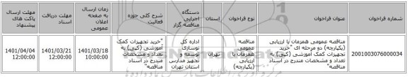 مناقصه، مناقصه عمومی همزمان با ارزیابی (یکپارچه) دو مرحله ای 