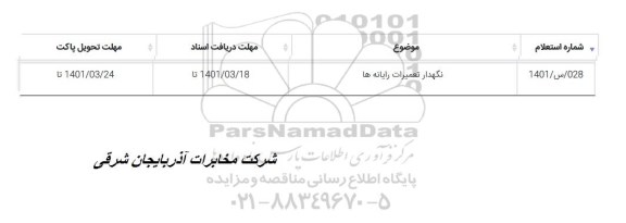 استعلام نگهدار تعمیرات رایانه ها 