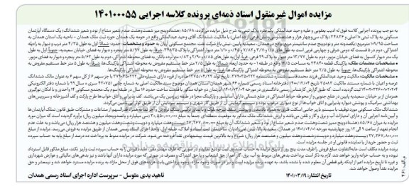 مزایده فروش یکدستگاه آپارتمان مسکونی