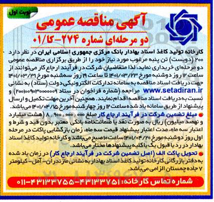 مناقصه خرید 200 تن پنبه مرغوب 