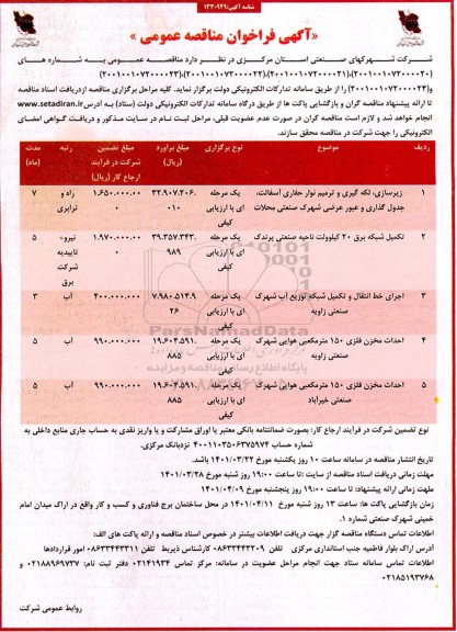 مناقصه عمومی زیرسازی، لکه گیری و ترمیم نوار حفاری آسفالت... 