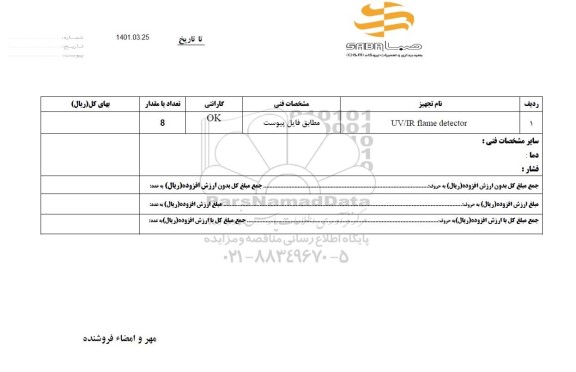 استعلام UV/IR flame detector