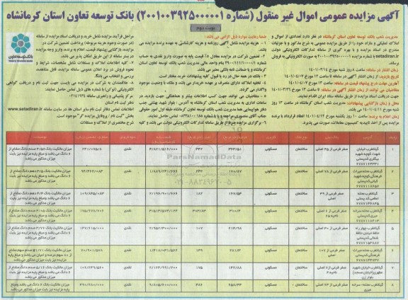 مزایده فروش اموال و املاک تملیکی و مازاد - نوبت دوم
