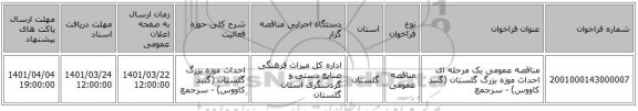 مناقصه، مناقصه عمومی یک مرحله ای احداث موزه بزرگ گلستان (گنبد کاووس) - سرجمع
