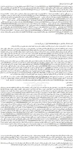 مزایده فروش عرصه و اعیان یک قطعه واحد تجاری نوع ملک طلق بپلاک ثبتی 58 فرعی از 461 اصلی مفروز و مجزا شده از 12 فرعی از اصلی  