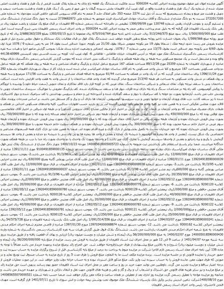 آگهی مزایده  ششدانگ یک قطعه باغ چای به شماره پلاک هشت فرعی از یک هزار و هفتاد و هشت اصلی مجزی شده