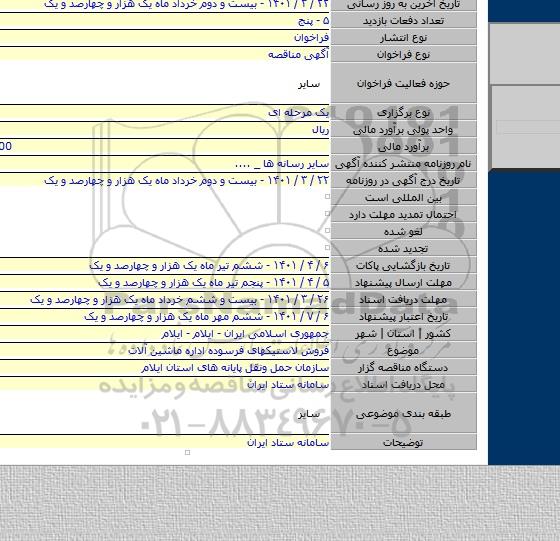 مناقصه, فروش لاستیکهای فرسوده اداره ماشین آلات