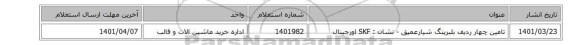 تامین چهار ردیف بلبرینگ شیارعمیق - نشان : SKF اورجینال