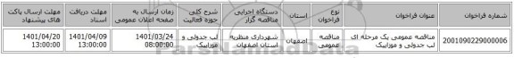 مناقصه، مناقصه عمومی یک مرحله ای لب جدولی و موزاییک