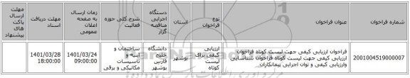 مناقصه، فراخوان ارزیابی کیفی جهت لیست کوتاه فراخوان ارزیابی کیفی جهت لیست کوتاه   فراخوان  شناسایی وارزیابی کیفی و  توان اجرایی پیمانکاران