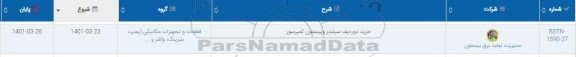 استعلام خرید دو ردیف سیلندر و پیستون کمپرسور