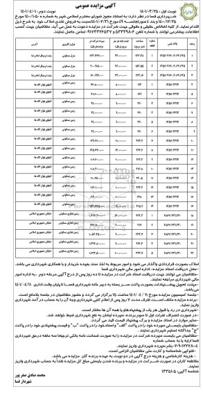 مزایده فروش املاک