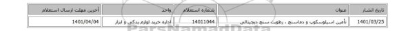 تأمین اسیلوسکوپ و دماسنج ، رطوبت سنج دیجیتالی