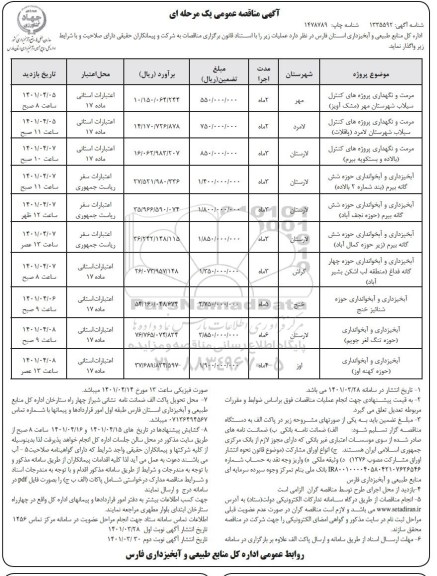 مناقصه مرمت و نگهداری پروژه های کنترل سیلاب ...