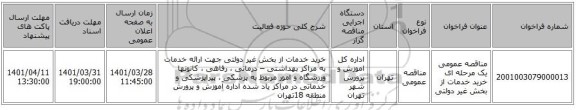 مناقصه، مناقصه عمومی یک مرحله ای خرید خدمات از بخش غیر دولتی