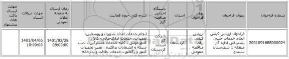 مناقصه، فراخوان ارزیابی کیفی انجام خدمات جنبی پشتیبانی اداره گاز منطقه 1 شهرستان سنندج