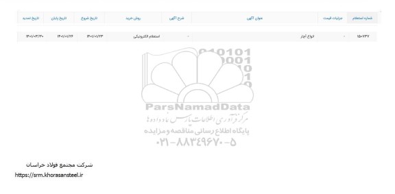 استعلام،  استعلام ​انواع آچار 	