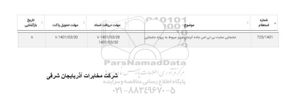 استعلام جابجایی سایت بی تی اس 