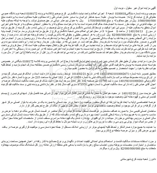 مزایده فروش ملک