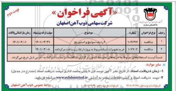 مناقصه 6 ردیف  سوئیچ و استوریج و...دوم 