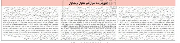 مزایده فروش میزان 45 سهم مشاع از 20000 سهم عرصه و اعیان از پلاک ثبتی 12 فرعی 