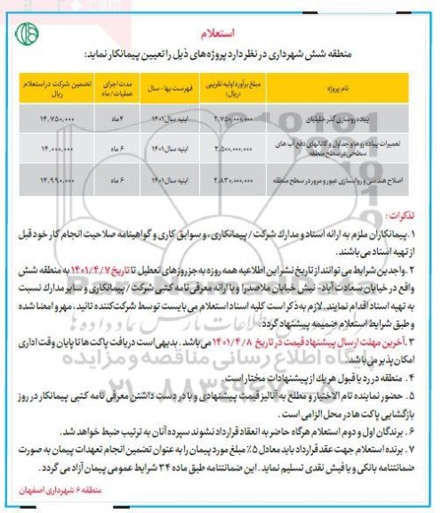 استعلام پیاده روسازی گذر خیابان  ...