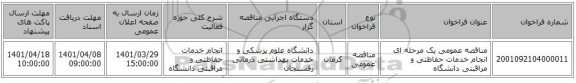 مناقصه، مناقصه عمومی یک مرحله ای انجام خدمات حفاظتی و مراقبتی دانشگاه