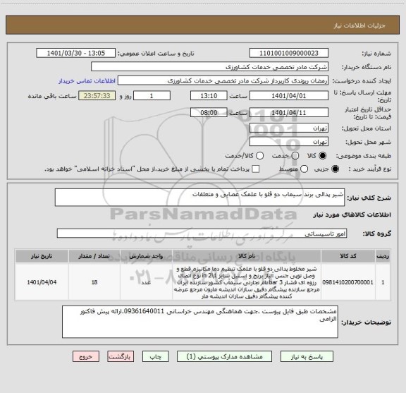 استعلام شیر پدالی برند سیماب دو قلو با علمک عصایی و متعلقات